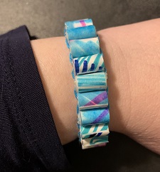 top of bracelet on wrist showing beads only