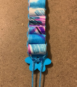 close-up of glued button knots