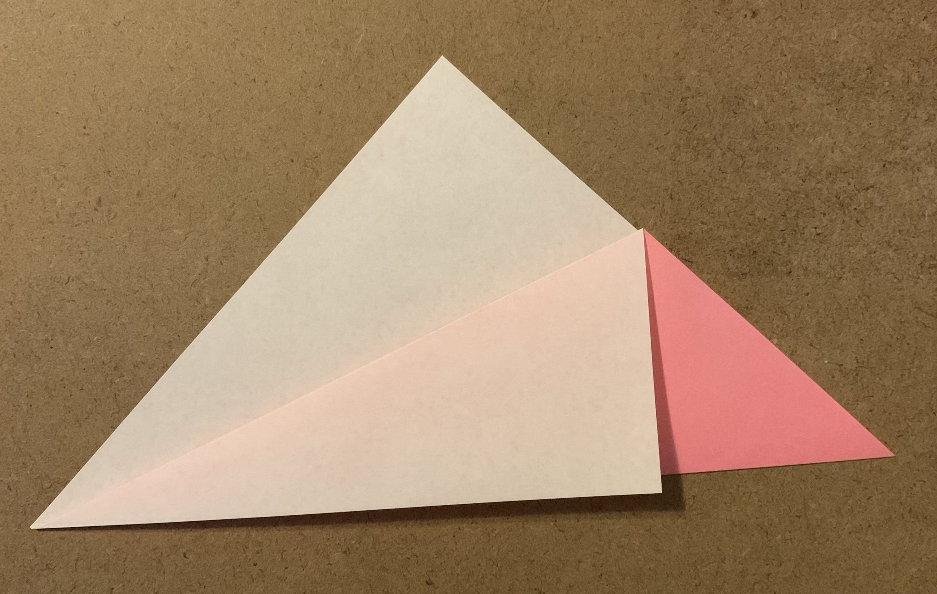 origami paper with front side of triangle folded down