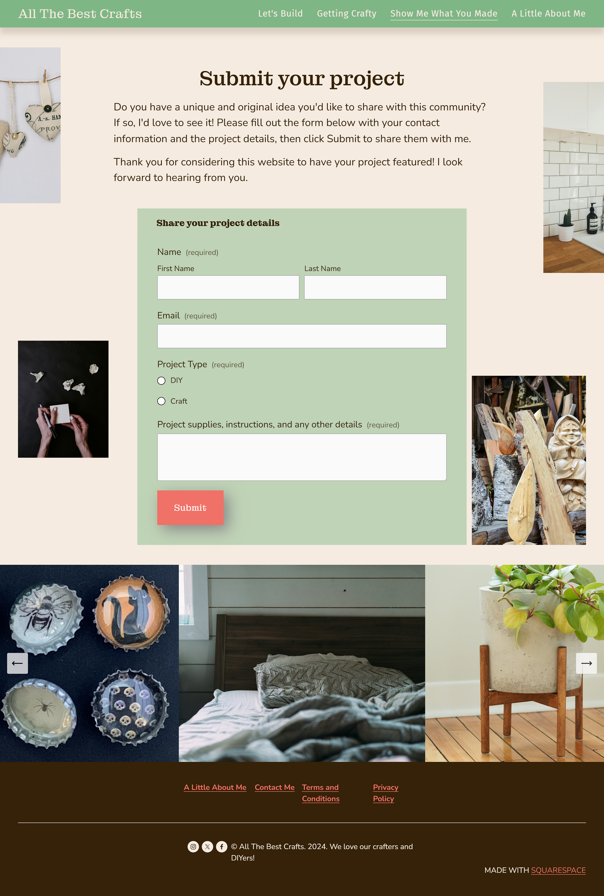 Squarespace Project Submission page sample
