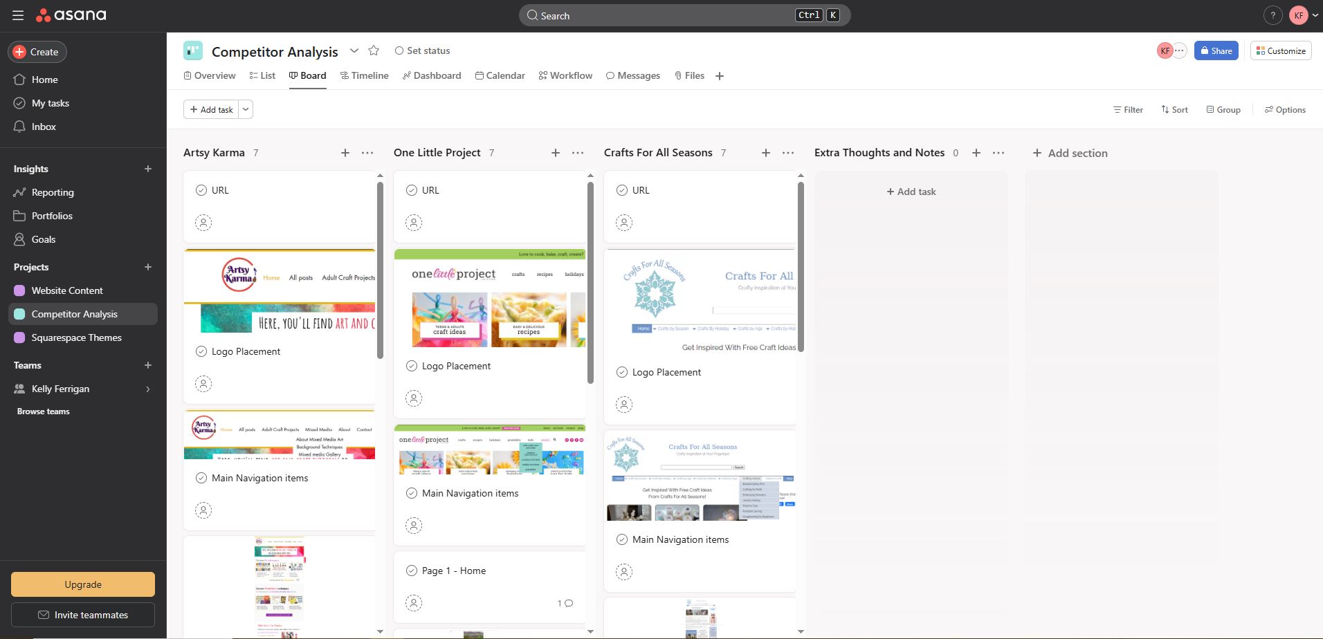 Asana description of competitor likes and dislikes