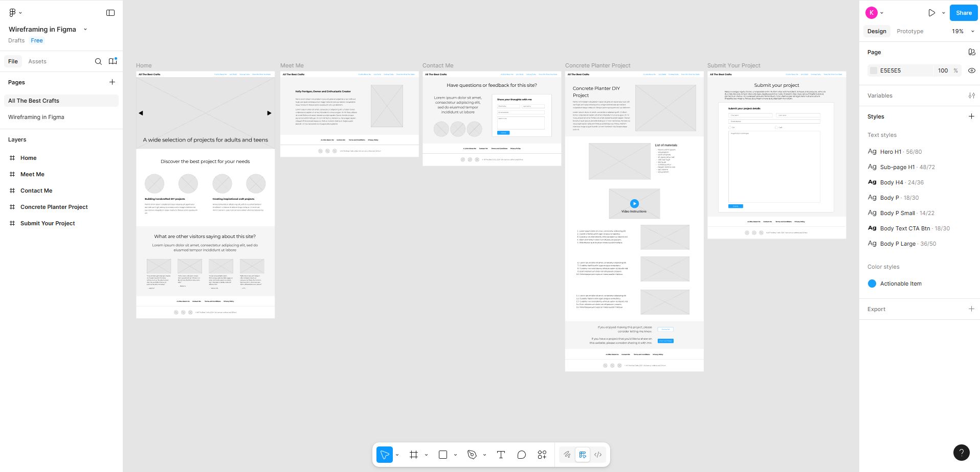 Wireframing using Figma