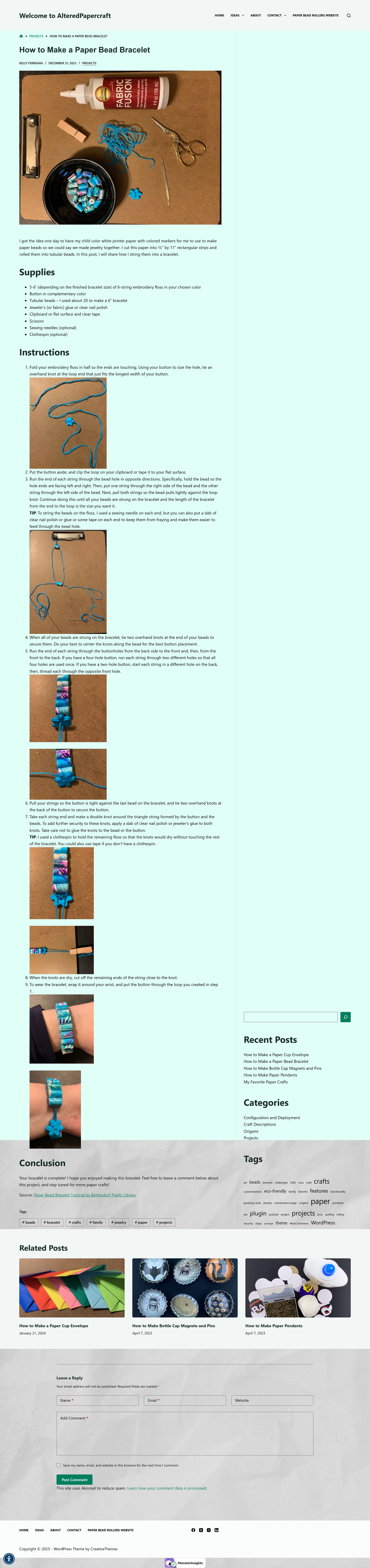WordPress Bracelet project page sample