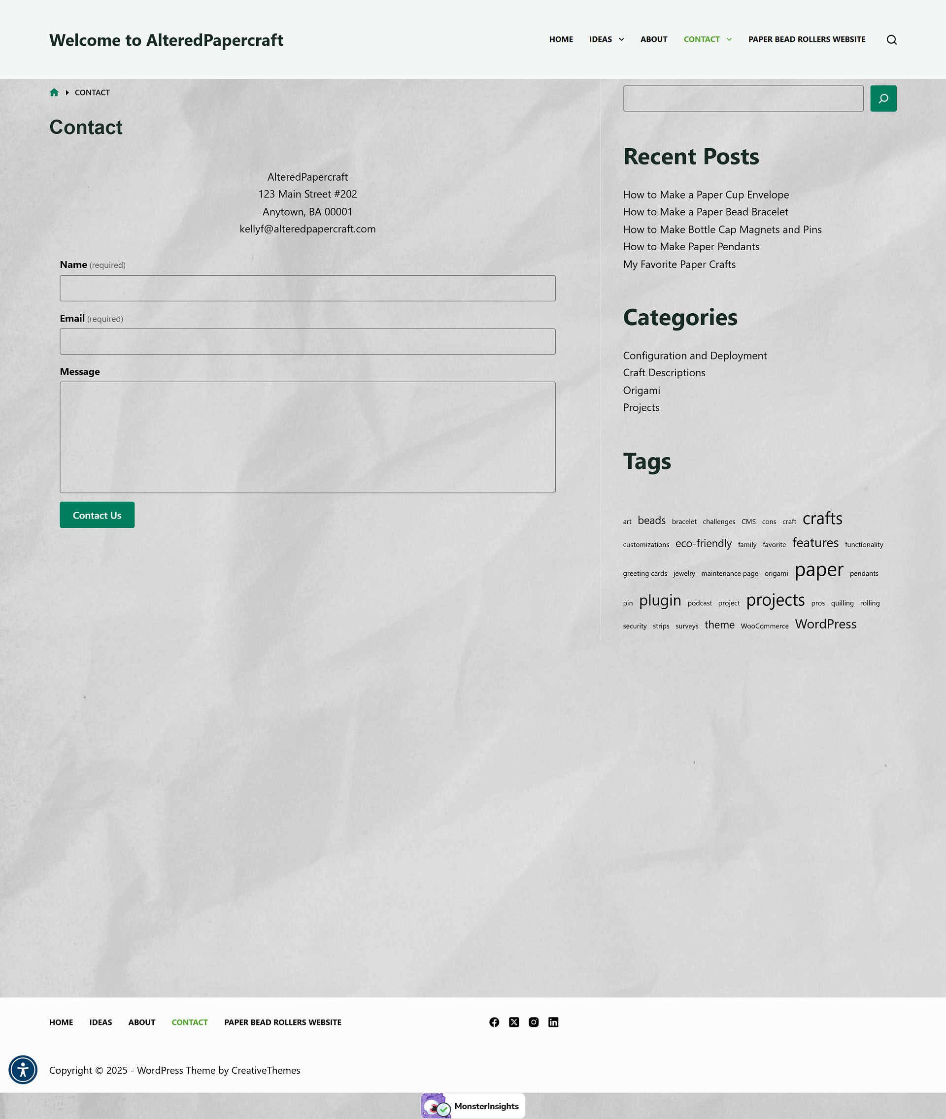 WordPress Contact page sample