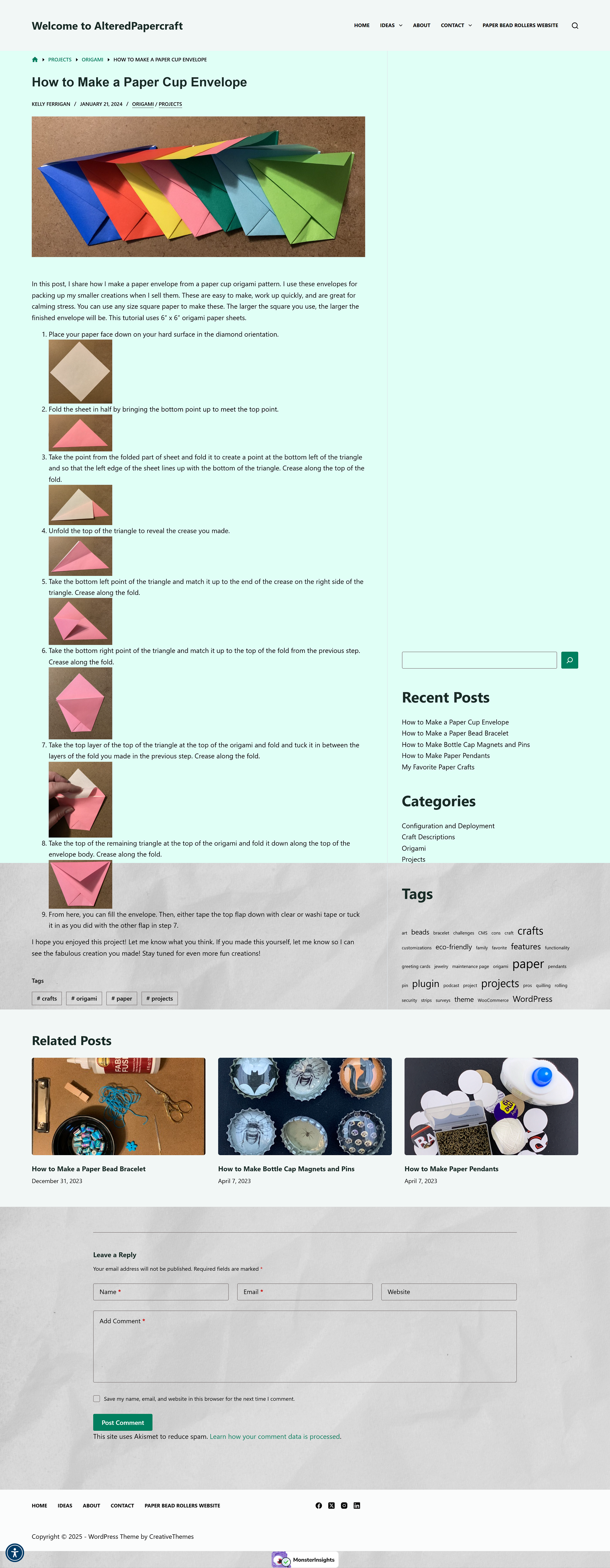 WordPress Envelope project page sample
