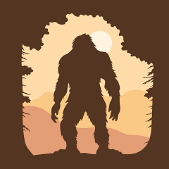 drawing of Bigfoot at the edge of the forest
